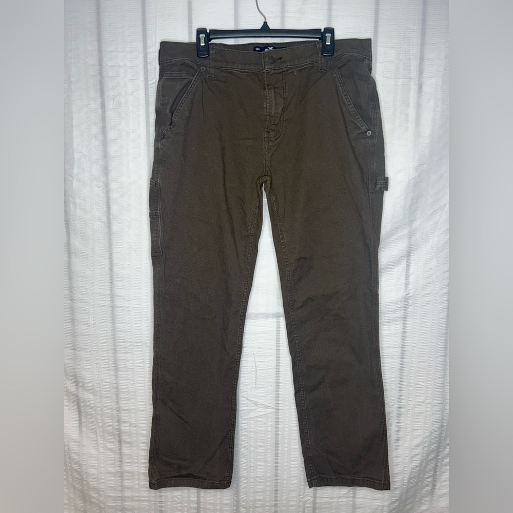 Hollister Men’s Carpenter Brown Jeans Stretch Pant Epic Flex Straight Size 36x30